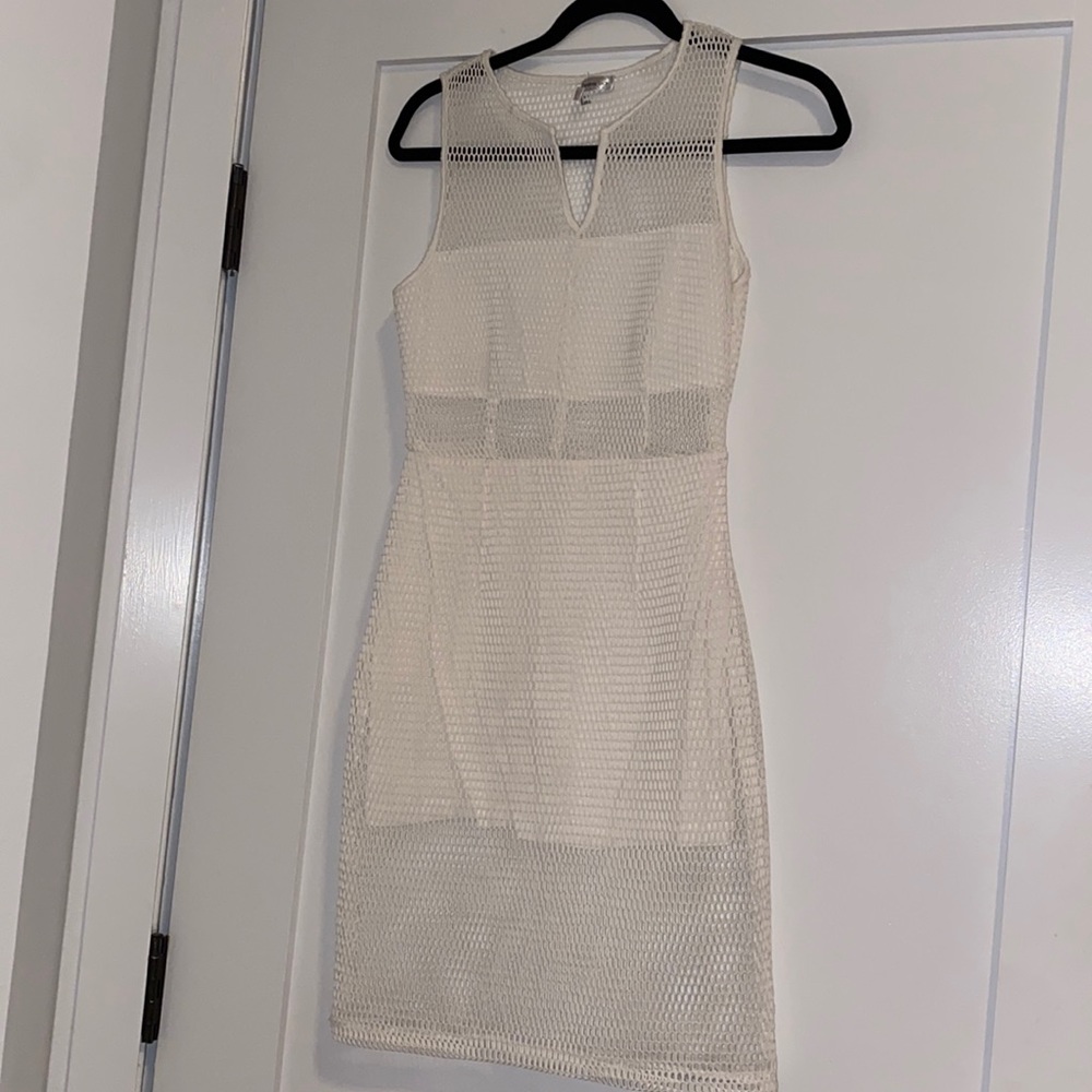 white mesh party dress